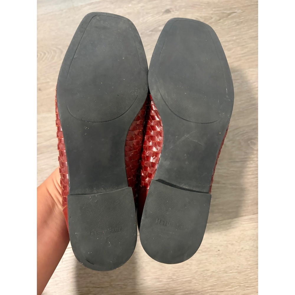 Naturalizer‎ Red Woven Leather LoafersSquare Toe Slip On Flats Brazil Womens 7.5 - Picture 6 of 8